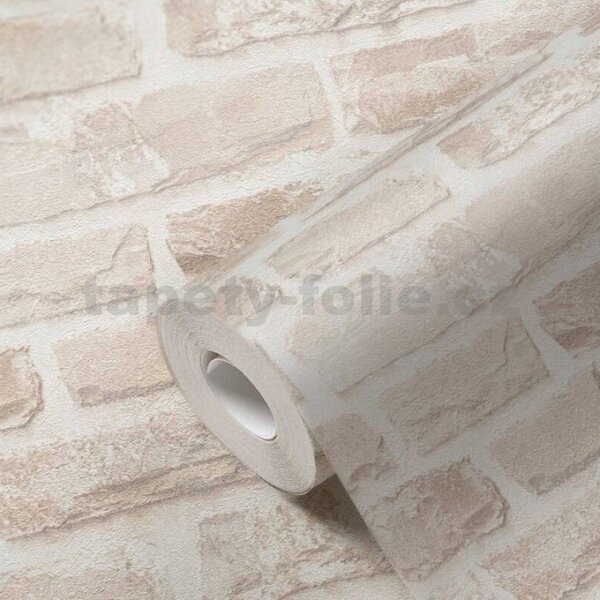 Vliesové tapety na stenu A.S. CRÉATION Natural Living 38637-3 béžové tehly rozměr 10,05 m x 0,53 m