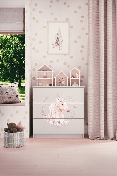 Kocot kids Detská komoda BABYDREAMS Jednorožec biela