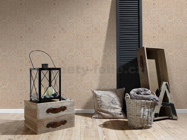 Vliesové tapety na stenu Terra 38921-3, rozměr 10,05 m x 0,53 m, obklad Maroccan tehlový s bronzovými detailmi , A.S. CRÉATION