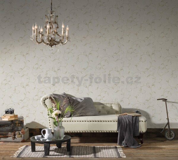Vliesové tapety na stenu 30418-2, rozměr 10,05 m x 0,53 m, hnedý zámocký vzor na krémovom podklade, A.S. CRÉATION