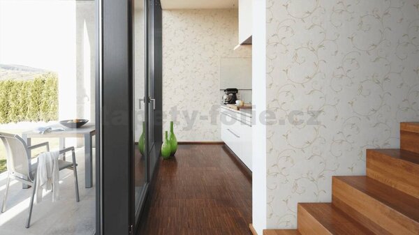 Vliesové tapety na stenu 30418-2, rozměr 10,05 m x 0,53 m, hnedý zámocký vzor na krémovom podklade, A.S. CRÉATION