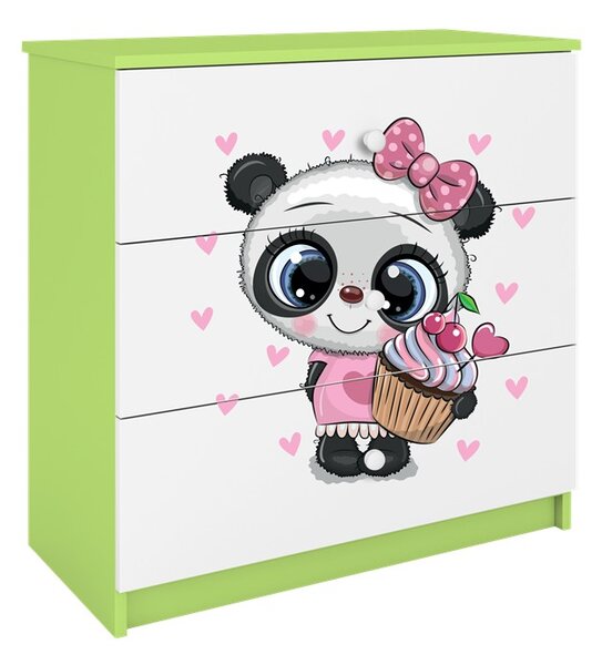 Kocot kids Detská komoda BABYDREAMS Panda zelená
