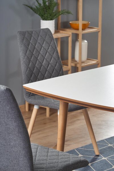 Halmar Rozkladací jedálenský stôl BARRET 90(190)x80 biely mat/dub lefkas
