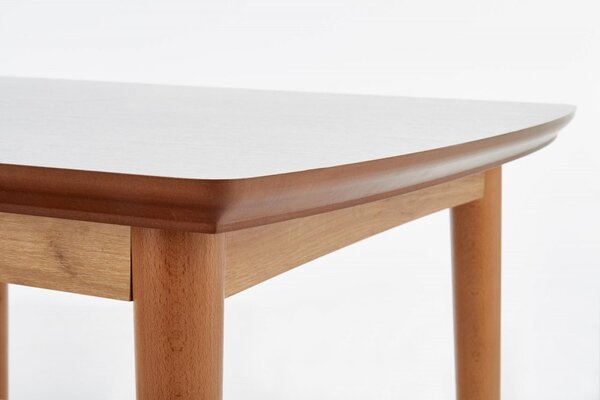 Halmar Rozkladací jedálenský stôl BARRET 90(190)x80 biely mat/dub lefkas