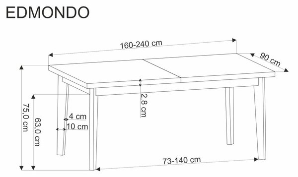Halmar Rozkladací jedálenský stôl EDMONDO 160(240)x90 dub prírodný