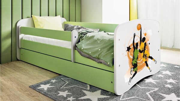 Kocot kids Detská posteľ Babydreams basketbal zelená, variant 70x140, bez šuplíků, bez matrace