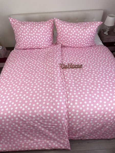 Obliečky bavlnené Dots ružové TiaHome - Detský set 130x90cm + 65x45cm