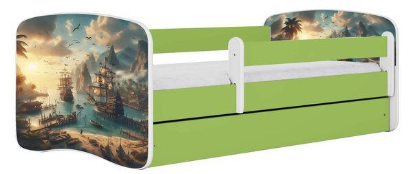 Kocot kids Detská posteľ Babydreams loď zelená, variant 70x140, bez šuplíků, bez matrace