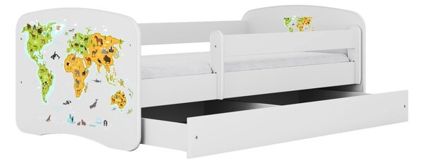 Kocot kids Detská posteľ Babydreams mapa sveta biela, variant 70x140, bez šuplíků, bez matrace