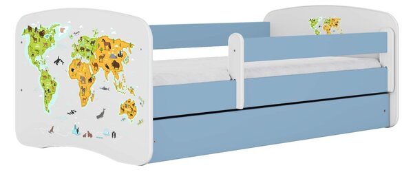 Kocot kids Detská posteľ Babydreams mapa sveta modrá, variant 70x140, bez šuplíků, bez matrace