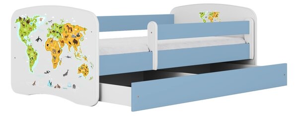 Kocot kids Detská posteľ Babydreams mapa sveta modrá, variant 70x140, bez šuplíků, bez matrace