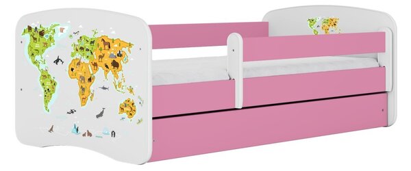 Kocot kids Detská posteľ Babydreams mapa sveta ružová, variant 70x140, bez šuplíků, bez matrace