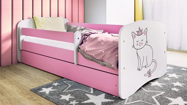 Kocot kids Detská posteľ Babydreams mačka ružová, variant 80x180, se šuplíky, bez matrace