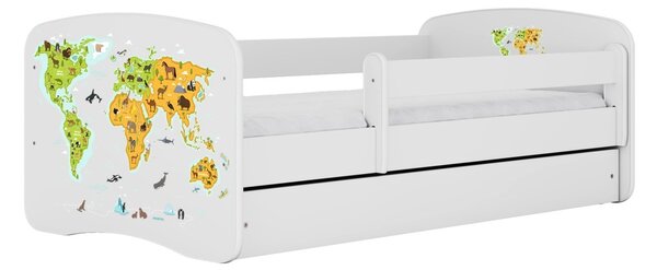Kocot kids Detská posteľ Babydreams mapa sveta biela, variant 70x140, bez šuplíků, bez matrace