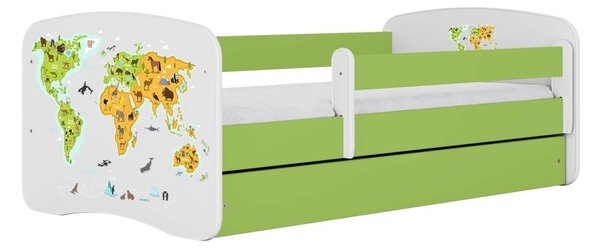 Kocot kids Detská posteľ Babydreams mapa sveta zelená, variant 70x140, bez šuplíků, bez matrace