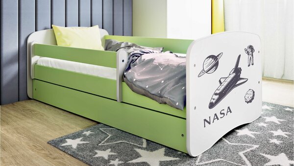 Kocot kids Detská posteľ Babydreams Nasa zelená, variant 70x140, bez šuplíků, bez matrace