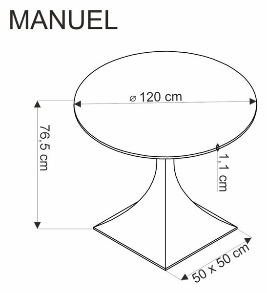 Halmar Okrúhly jedálenský stôl MANUEL čierny mramor