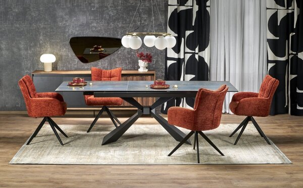 Halmar Rozkladací jedálenský stôl LUCIANO 180(230)x90 modrý mramor/čierny