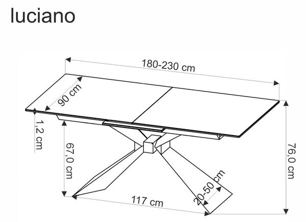 Halmar Rozkladací jedálenský stôl LUCIANO 180(230)x90 modrý mramor/čierny