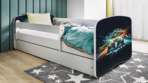 Kocot kids Detská posteľ Babydreams pretekárska biela, variant 70x140, bez šuplíků, bez matrace