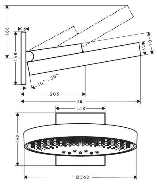 Hansgrohe Rainfinity - Hlavová sprcha 360 3jet s pripojením na stenu, chróm 26234000