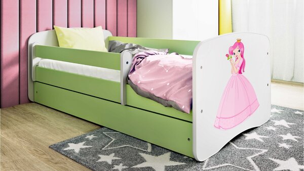 Kocot kids Detská posteľ Babydreams princezná zelená, variant 70x140, bez šuplíků, bez matrace
