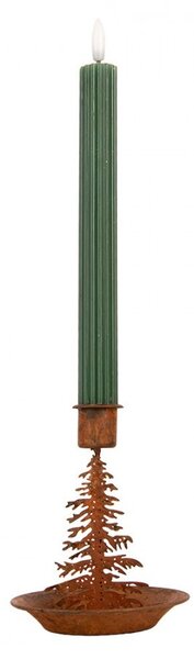 Hrdzavý rustikálny svietnik na úzku sviečku stromček Tree Rust - Ø 11*13 cm - Clayre & Eef