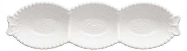 Biela porcelánová mištička s perličkovým okrajom a motýliky Butterfly - 25*7*3 cm - Clayre & Eef