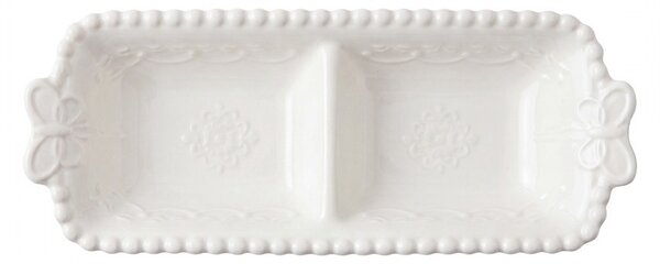 Biela porcelánová mištička s motýlikmi Butterfly - 17*7*3 cm - Clayre & Eef