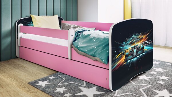 Kocot kids Detská posteľ Babydreams race ružová, variant 70x140, bez šuplíků, bez matrace