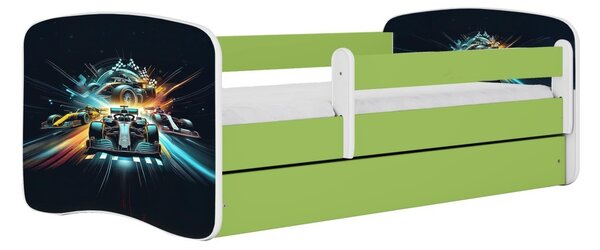 Kocot kids Detská posteľ Babydreams race zelená, variant 70x140, bez šuplíků, bez matrace