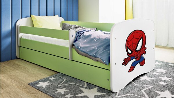 Kocot kids Detská posteľ Babydreams Spiderman zelená, variant 70x140, bez šuplíků, bez matrace