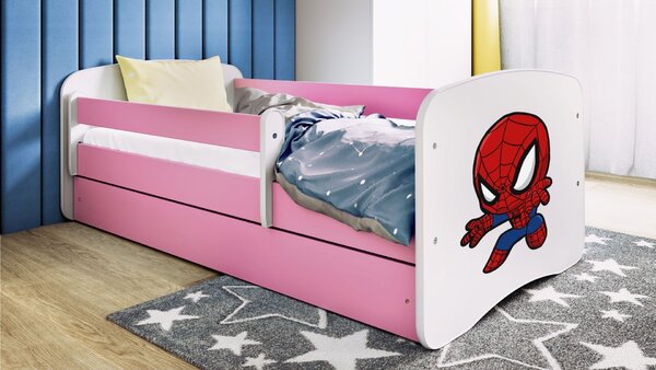 Kocot kids Detská posteľ Babydreams Spiderman ružová, variant 70x140, bez šuplíků, bez matrace