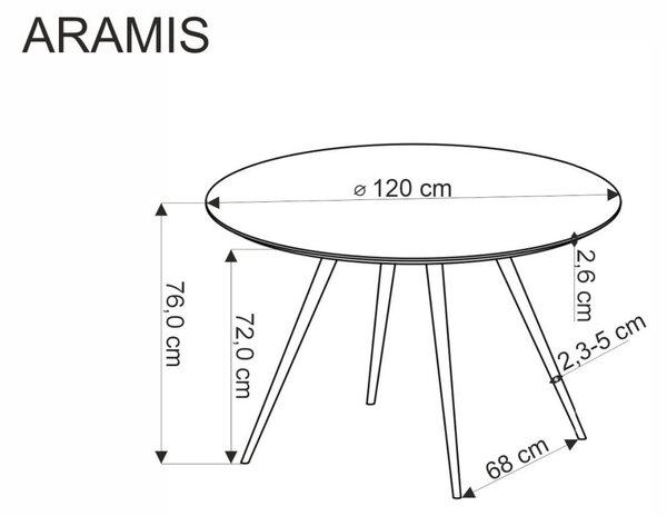 Halmar Okrúhly jedálenský stôl ARAMIS 120 teracotový/biely