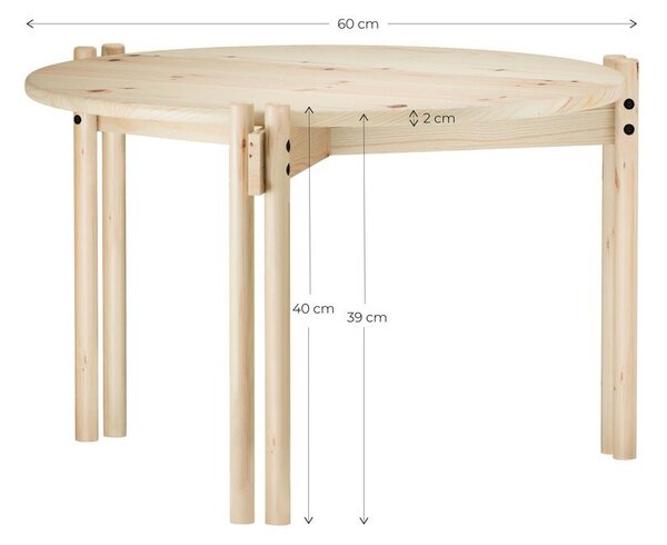 Červený okrúhly konferenčný stolík z borovicového dreva ø 60 cm Sticks – Karup Design