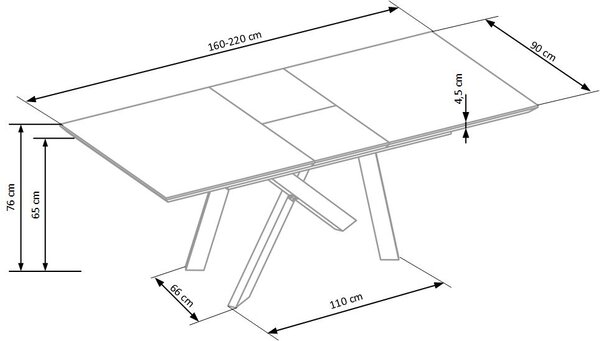 Halmar Rozkladací jedálenský stôl CAPITAL 160(200)x90 dub zlatý/čierny