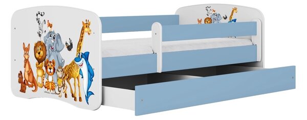 Kocot kids Detská posteľ Babydreams zvieratká modrá, variant 80x180, se šuplíky, s matrací
