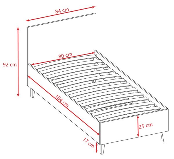 Kocot kids Detská posteľ Kubi 180x80 kašmír, variant 80x180, bez šuplíků, bez matrace