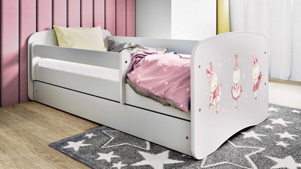 Kocot kids Detská postieľka Babydreams zajačiky biela, variant 70x140, bez šuplíků, bez matrace