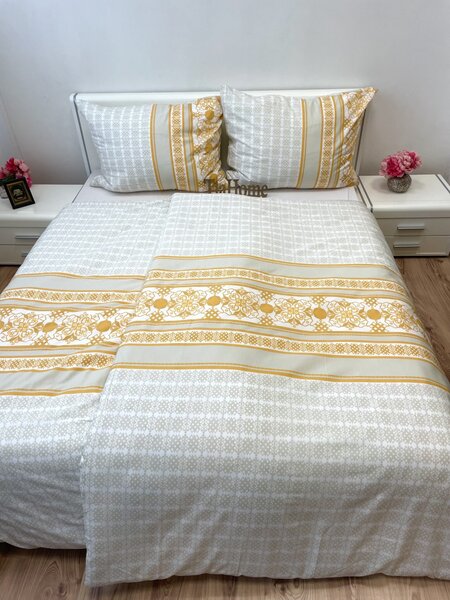 Obliečky bavlnené Angelika gold TiaHome - 1x Vankúš 90x70cm, 1x Paplón 140x200cm