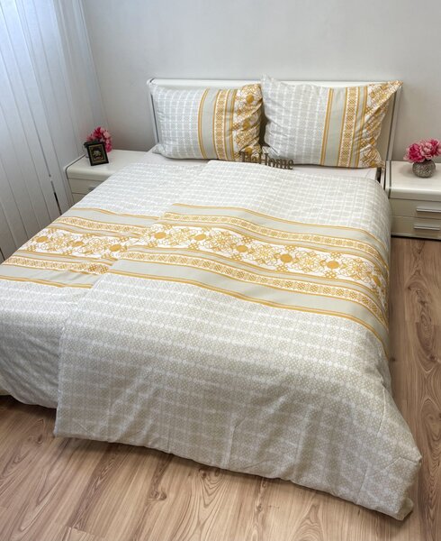 Obliečky bavlnené Angelika gold TiaHome - 1x Vankúš 90x70cm, 1x Paplón 140x200cm