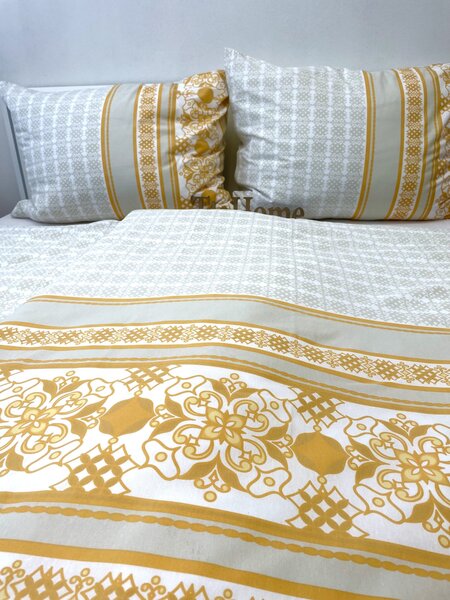 Obliečky bavlnené Angelika gold TiaHome - 1x Vankúš 90x70cm, 1x Paplón 140x200cm