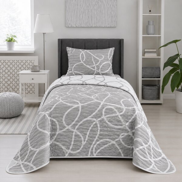 Prehoz bavlnený Merlot sivý TiaHome - 140x220cm + 1ks 50x70cm