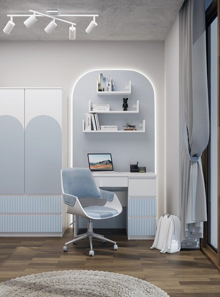TP Living Detský písací stôl MALWA ARTESO bielo-modrý pravý