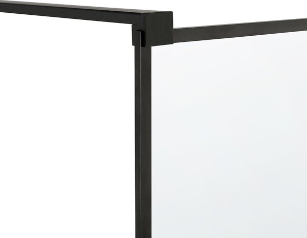 Sprchová zástena čierna z tvrdeného skla 90 x 190 cm rám z nerezovej ocele bezdverový bezbariérový sprchovací kút