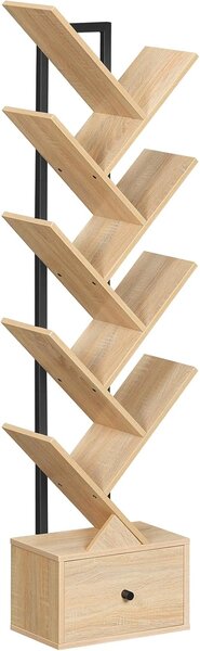VASAGLE Dizajnová knižnica Marelo 135 cm hnedá/čierna