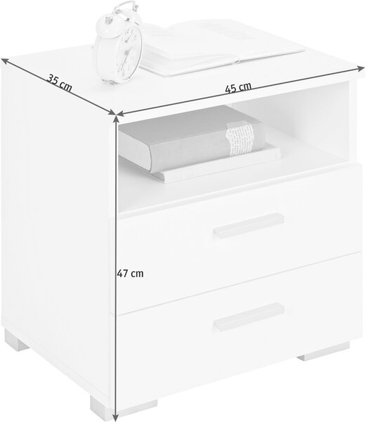 NOČNÝ STOLÍK, biela, 45/47/35 cm Carryhome - Spálňové sety