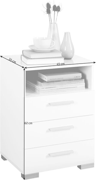 NOČNÝ STOLÍK, biela s vysokým leskom, 45/62/35 cm Carryhome - Spálňové sety