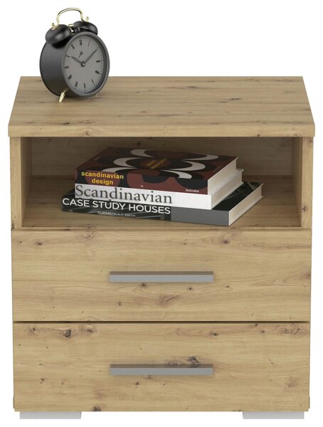 NOČNÝ STOLÍK, dub artisan, 45/47/35 cm Carryhome - Spálňové sety