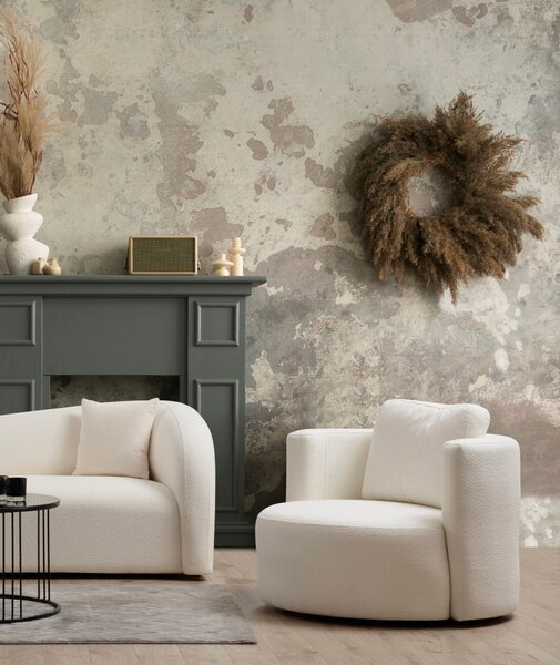 Hanah Home Dizajnové kreslo Asos bouclé krémové
